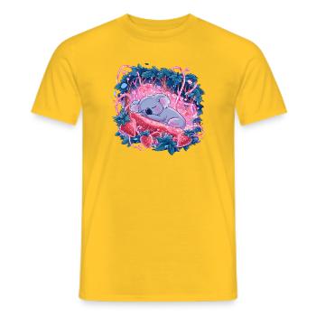 Sleeping koala in strawberry glow - Men's T-Shirt - yellow - Front - AI Model Male 178 dark (178cm)