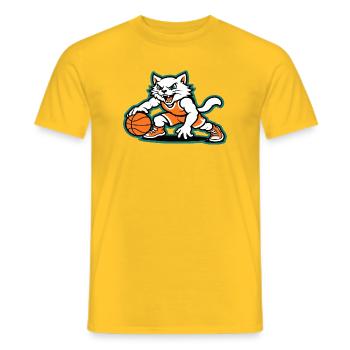 Basket-ball Cat Dunk - T-shirt homme - jaune - Devant - AI Model Male 178 dark (178cm)