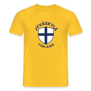 Emblème du bouclier finlandais avec croix - T-shirt homme - jaune - Devant - AI Model Male 178 dark (178cm)