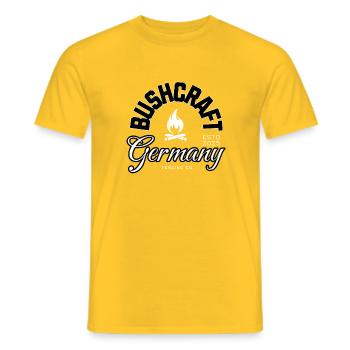 Oldschool Bushcraft Germany Design - Men's T-Shirt - yellow - Front - AI Model Male 178 dark (178cm)
