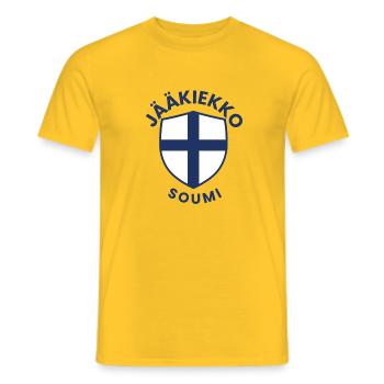Jääkiekkosoumi Sköld - Männer T-Shirt - Gelb - Vorne - AI Model Male 178 dark (178cm)