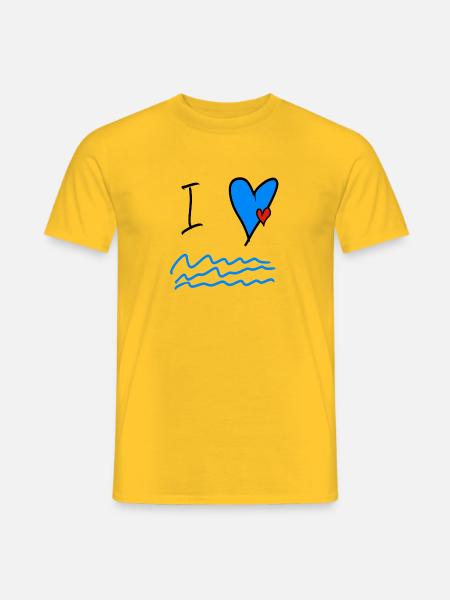 Sea Love Heart Waves Illustration - Men's T-Shirt - yellow