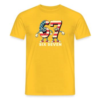 US Flag 67 Memes Six Seven - Men's T-Shirt - yellow - Front - AI Model Male 178 dark (178cm)