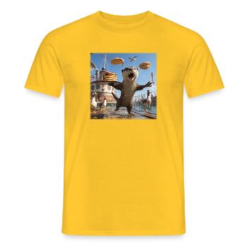 Lustiger Otter mit Pfannkuchen Chaos Design - Männer T-Shirt - Gelb - Vorne - AI Model Male 178 dark (178cm)