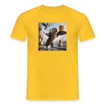 Funny Otter Pancake Chaos Harbor Design - Men's T-Shirt - yellow - Front - AI Model Male 178 dark (178cm)