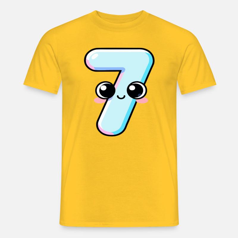 Nummer 7 Kawaii-Kuchen - Männer T-Shirt - Gelb
