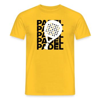 Padel Padel – Racket Love! Court King & Queen - Männer T-Shirt - Gelb - Vorne - AI Model Male 178 dark (178cm)
