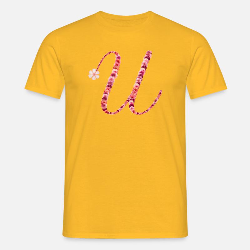 Romantisches Blumenmonogramm "U" - Männer T-Shirt - Gelb