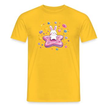 Kleiner Hase auf Pinkem Sternzauber - Männer T-Shirt - Gelb - Vorne - AI Model Male 178 dark (178cm)