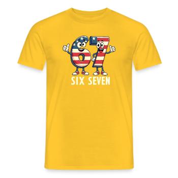 US Flag 67 Memes Six Seven - Men's T-Shirt - yellow - Front - AI Model Male 178 dark (178cm)