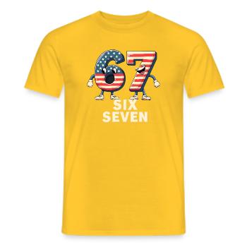 US Flag 67 Memes Six Seven - Men's T-Shirt - yellow - Front - AI Model Male 178 dark (178cm)
