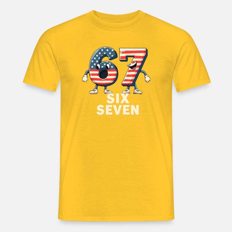 US Flag 67 Memes Six Seven - Männer T-Shirt - Gelb