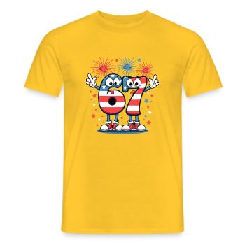 US Flag 67 Memes Six Seven - Men's T-Shirt - yellow - Front - AI Model Male 178 dark (178cm)