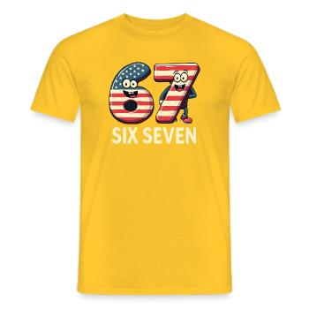 US Flag 67 Memes Six Seven - Men's T-Shirt - yellow - Front - AI Model Male 178 dark (178cm)