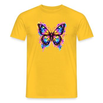 Butterfly Neon - Men's T-Shirt - yellow - Front - AI Model Male 178 dark (178cm)