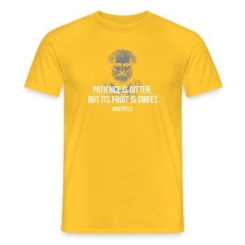 Aristoteles Geduld Zitatporträt - Männer T-Shirt - Gelb - Vorne - AI Model Male 178 dark (178cm)