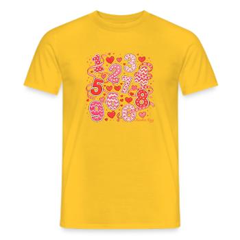 Number Day Hearts Art - Men's T-Shirt - yellow - Front - AI Model Male 178 dark (178cm)