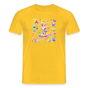 Cosmischer Hase auf Sternenwelle - Männer T-Shirt - Gelb - Vorne - AI Model Male 178 dark (178cm)