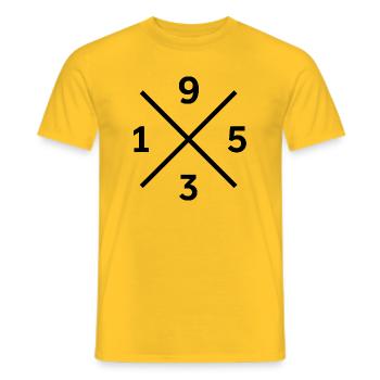 1953 Fußball Dresden Fan Hoodie, Tasse, Kissen - Männer T-Shirt - Gelb - Vorne - AI Model Male 178 dark (178cm)