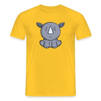 Süßes Nashorn-Kawaii-Safari-Tier-Cartoon - Männer T-Shirt - Gelb - Vorne - AI Model Male 178 dark (178cm)