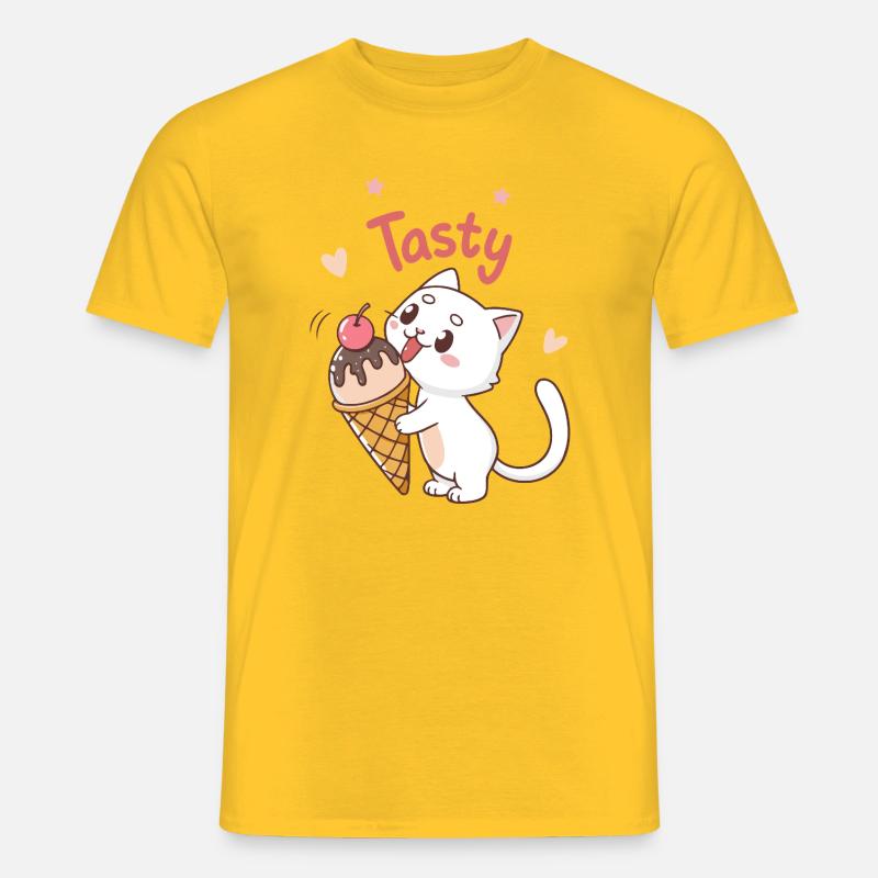 Leckere Eiscreme-Gourmetkatze - Männer T-Shirt - Gelb