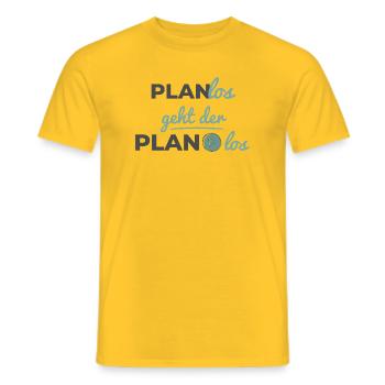 Le plan commence de manière désordonnée – Scandinave Soft Typography - T-shirt homme - jaune - Devant - AI Model Male 178 dark (178cm)