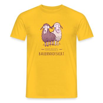 Chemise officielle de la ferme : mouton drôle - T-shirt homme - jaune - Devant - AI Model Male 178 dark (178cm)