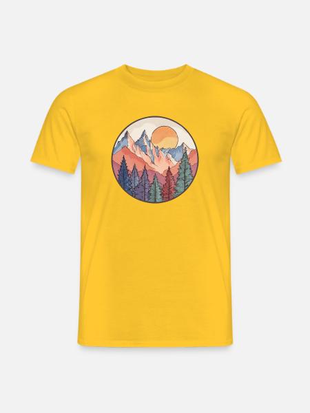 Mountain at sunset – Nature motif - Men's T-Shirt - yellow
