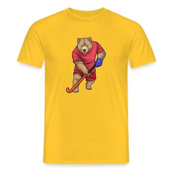 Hockey sur gazon Bear Stick - T-shirt homme - jaune - Devant - AI Model Male 178 dark (178cm)