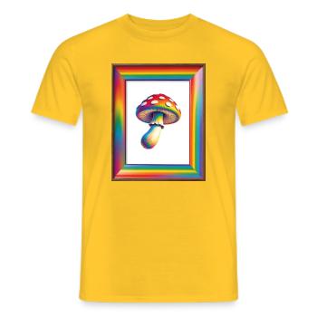 Nature is the Trip - Fliegenpliz near Goa - Men's T-Shirt - yellow - Front - AI Model Male 178 dark (178cm)