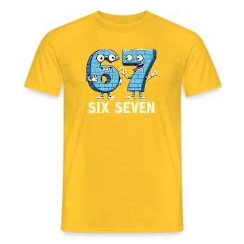 US Flag 67 Memes Six Seven - Men's T-Shirt - yellow - Front - AI Model Male 178 dark (178cm)