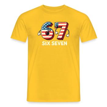 US Flag 67 Memes Six Seven - Men's T-Shirt - yellow - Front - AI Model Male 178 dark (178cm)