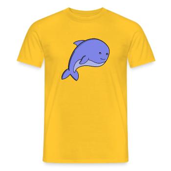 Süßer blauer Fisch-Kawaii-Delfin- oder Schweinswal-Cartoon - Männer T-Shirt - Gelb - Vorne - AI Model Male 178 dark (178cm)