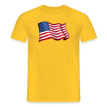 USA Flag Wave Motif - Men's T-Shirt - yellow - Front - AI Model Male 178 dark (178cm)