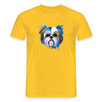 Maman de chien en chrysanthème artistique Shih Tzu colorée - T-shirt homme - jaune - Devant - AI Model Male 178 dark (178cm)