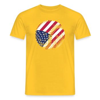 USA Flag Baseball American Patriot Sports - Männer T-Shirt - Gelb - Vorne - AI Model Male 178 dark (178cm)