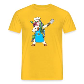 Dabbing Unicorn Greatest Chef Culinary Master Cook - Men's T-Shirt - yellow - Front - AI Model Male 178 dark (178cm)