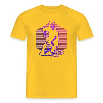 Classic floorball motif - Men's T-Shirt - yellow - Front - AI Model Male 178 dark (178cm)