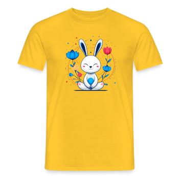 Kawaii Bunny in the Flower Circle - Men's T-Shirt - yellow - Front - AI Model Male 178 dark (178cm)