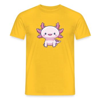 Pink kawaii Axolotl – Niedliches Tier - Männer T-Shirt - Gelb - Vorne - AI Model Male 178 dark (178cm)