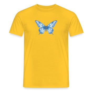 Papillon géométrique bleu - T-shirt homme - jaune - Devant - AI Model Male 178 dark (178cm)
