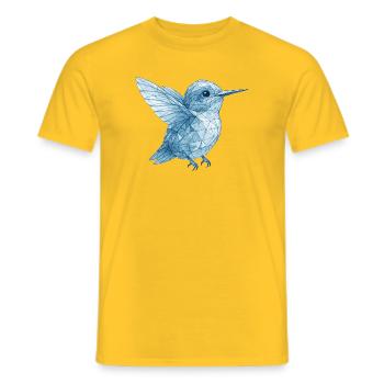 Geometric Blue Humming Bird - Men's T-Shirt - yellow - Front - AI Model Male 178 dark (178cm)