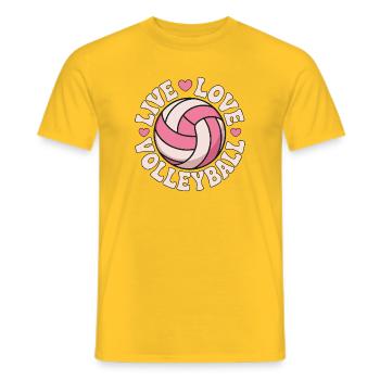 Live Love Volleyball - Pink Love Design - Männer T-Shirt - Gelb - Vorne - AI Model Male 178 dark (178cm)