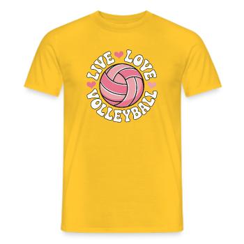 Live Love Volleyball - Pink Love Design - Männer T-Shirt - Gelb - Vorne - AI Model Male 178 dark (178cm)
