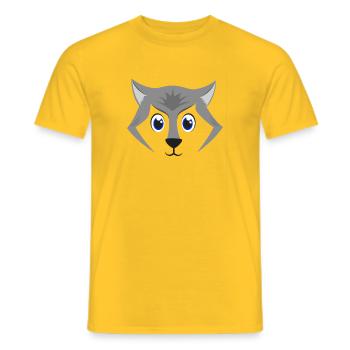 Cute Wolf Face Kawaii Grey Timber Wolf Costume - Men's T-Shirt - yellow - Front - AI Model Male 178 dark (178cm)