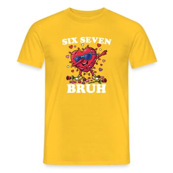 Six Seven Bruh Valentine Dabbing Heart 6 7 Fun 6-7 - Männer T-Shirt - Gelb - Vorne - AI Model Male 178 dark (178cm)