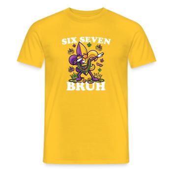 Six Sept Bruh Mardi Gras Fleur de Lis 6 7 Fun 6-7 - T-shirt homme - jaune - Devant - AI Model Male 178 dark (178cm)