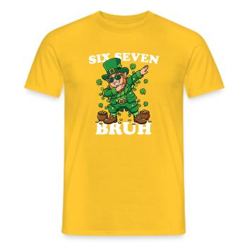 Six Seven Bruh Dabbing Leprechaun 6 7 Fun 6-7 - Men's T-Shirt - yellow - Front - AI Model Male 178 dark (178cm)