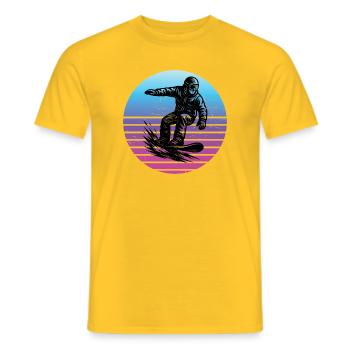 Short and clear snowboard - Men's T-Shirt - yellow - Front - AI Model Male 178 dark (178cm)