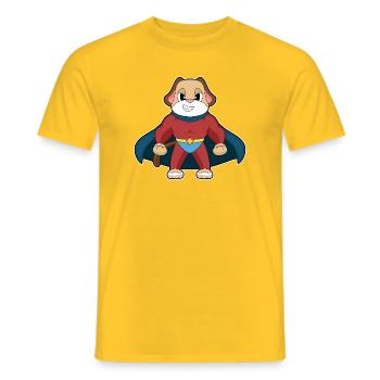 Dog Superhero Cloak - Men's T-Shirt - yellow - Front - AI Model Male 178 dark (178cm)